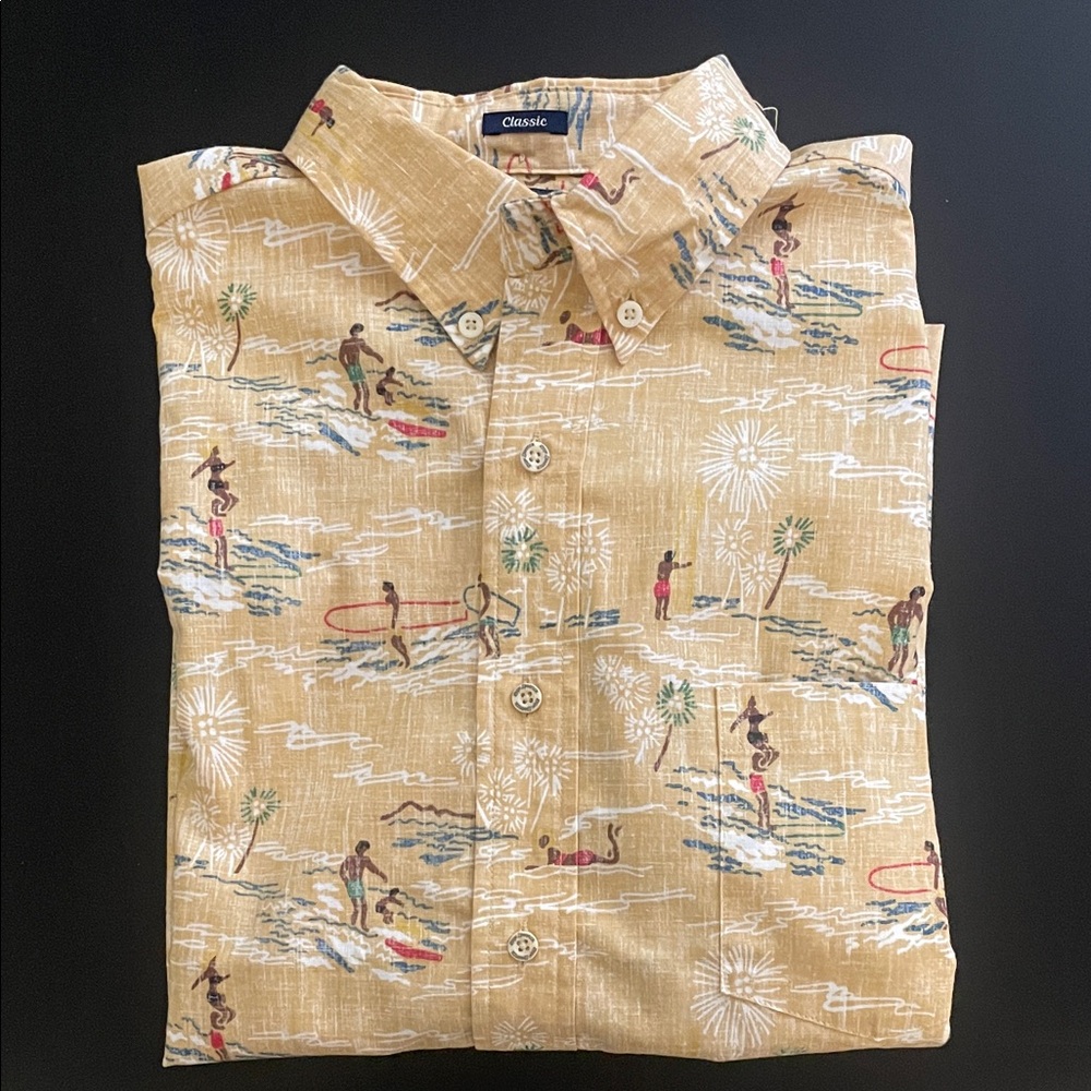Reyn Spooner classic Beige Surf Print Men's Shirt